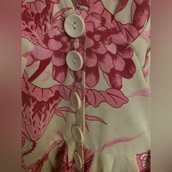 Pink midi dress with floral + birds pattern - Picture 7 of 8